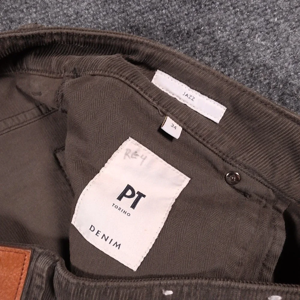PT Torino Jazz Corduroy Jeans Mens 34x30 Brown Slim Straight Stretch